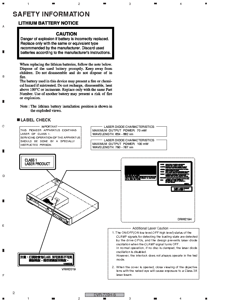 PIONEER DVR-720H-S service manual (2nd page)