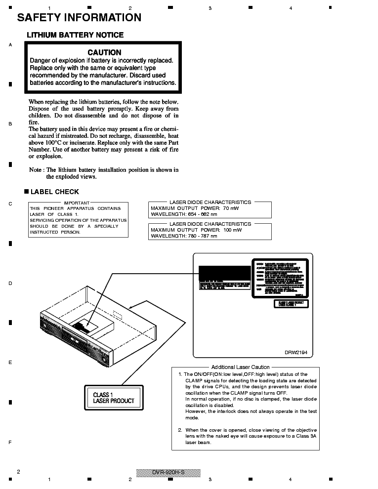 PIONEER DVR-920H-S SM service manual (2nd page)