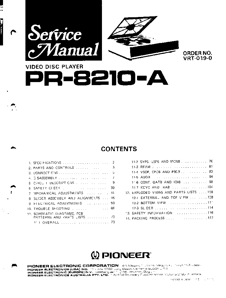 PIONEER PR-8210A SM service manual (1st page)