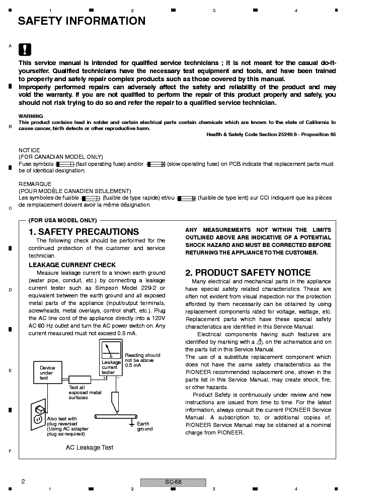 PIONEER SC-68 SC-67 service manual (2nd page)
