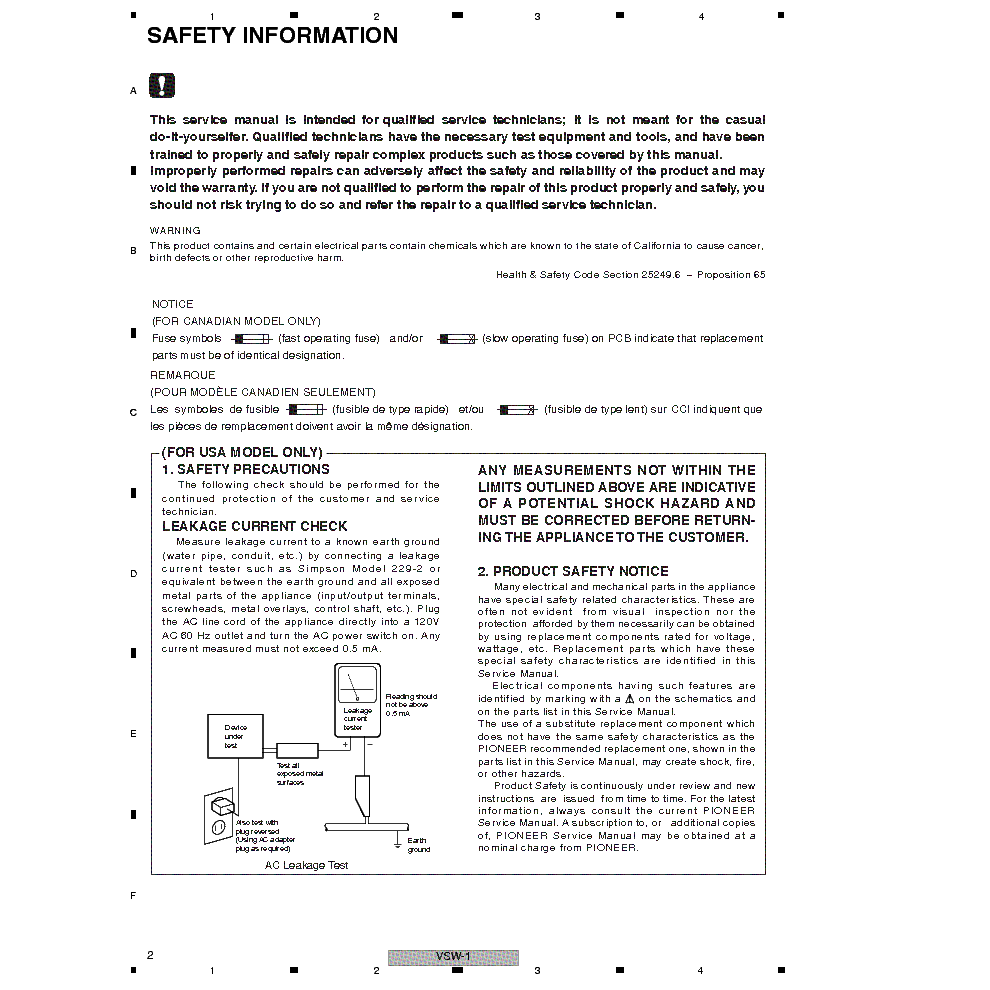 PIONEER VSW-1 VIDEO-SWITCHER service manual (2nd page)