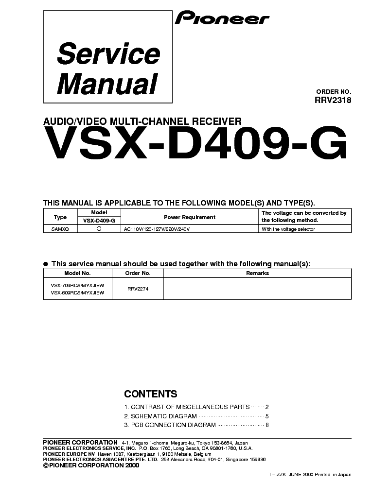 PIONEER VSX-D409-G RRV2318 service manual (1st page)