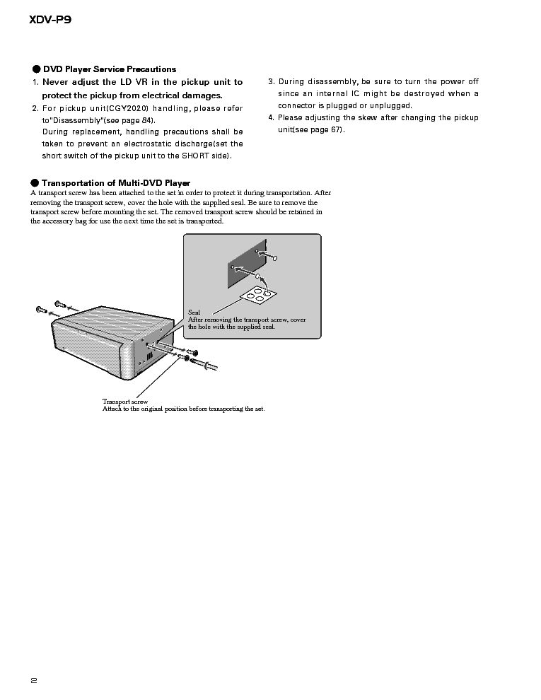 PIONEER XDV-P9 service manual (2nd page)