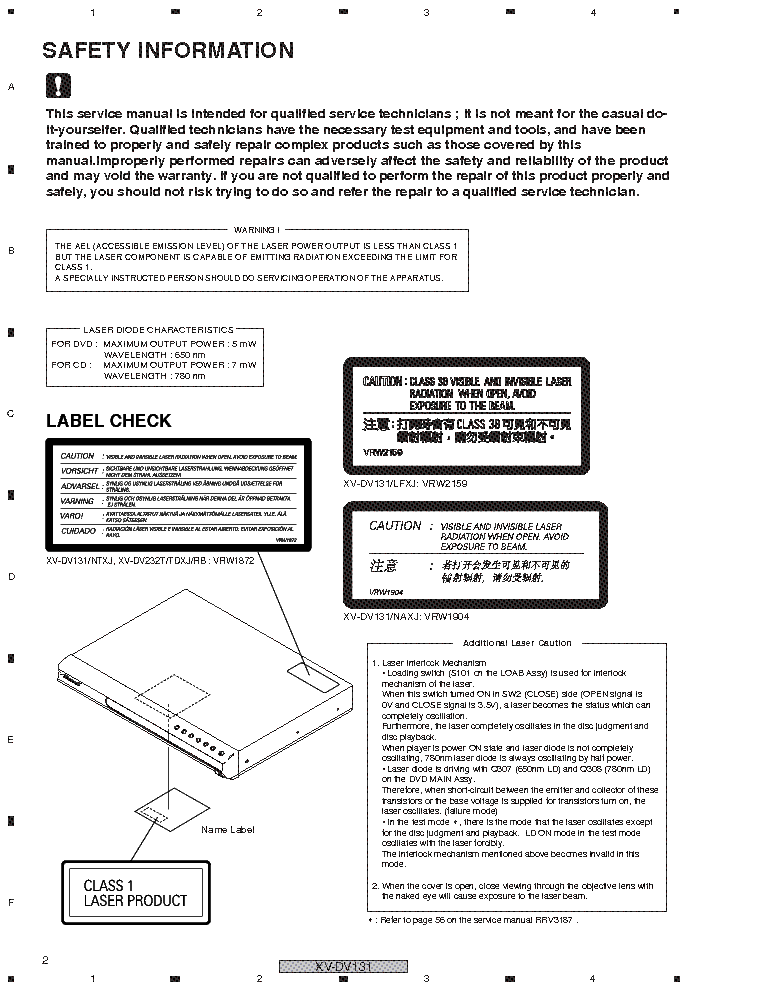PIONEER XV-DV131 232T SM service manual (2nd page)