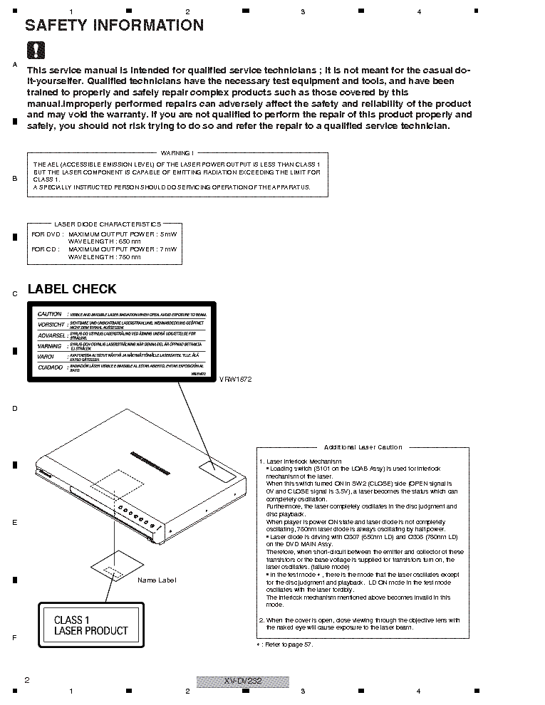 PIONEER XV-DV232,DV240,DV535W service manual (2nd page)