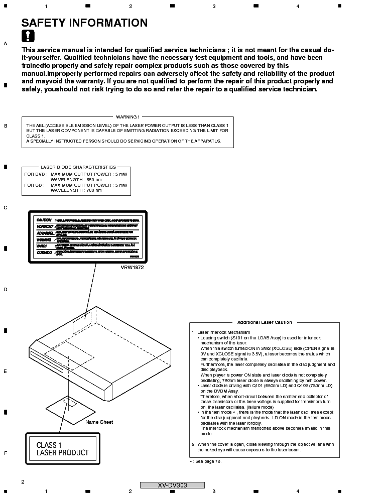 PIONEER XV-DV303 DVD service manual (2nd page)