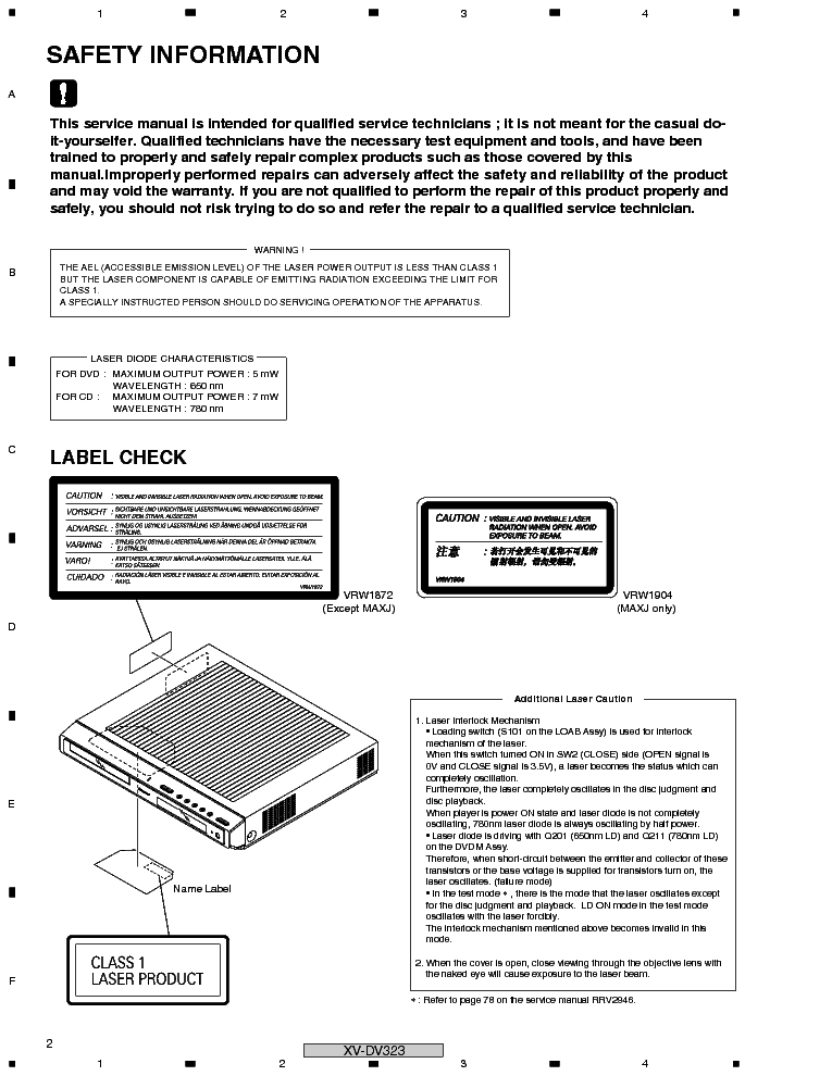 PIONEER XV-DV323 service manual (2nd page)