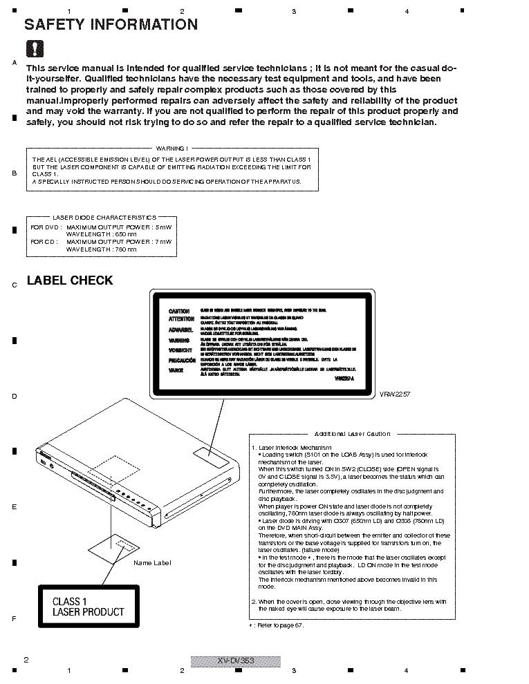 PIONEER XV-DV353 DV360 SM service manual (2nd page)