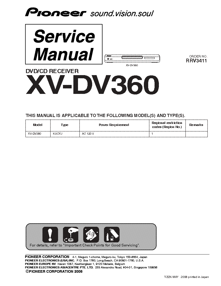 PIONEER XV-DV360 RRV3411 SM service manual (1st page)