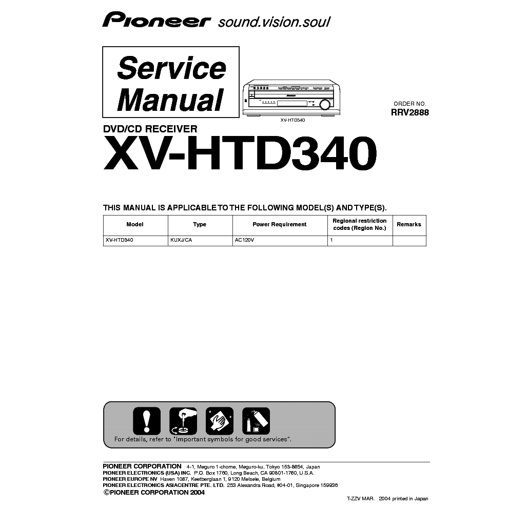 PIONEER XV-HTD340 service manual (1st page)