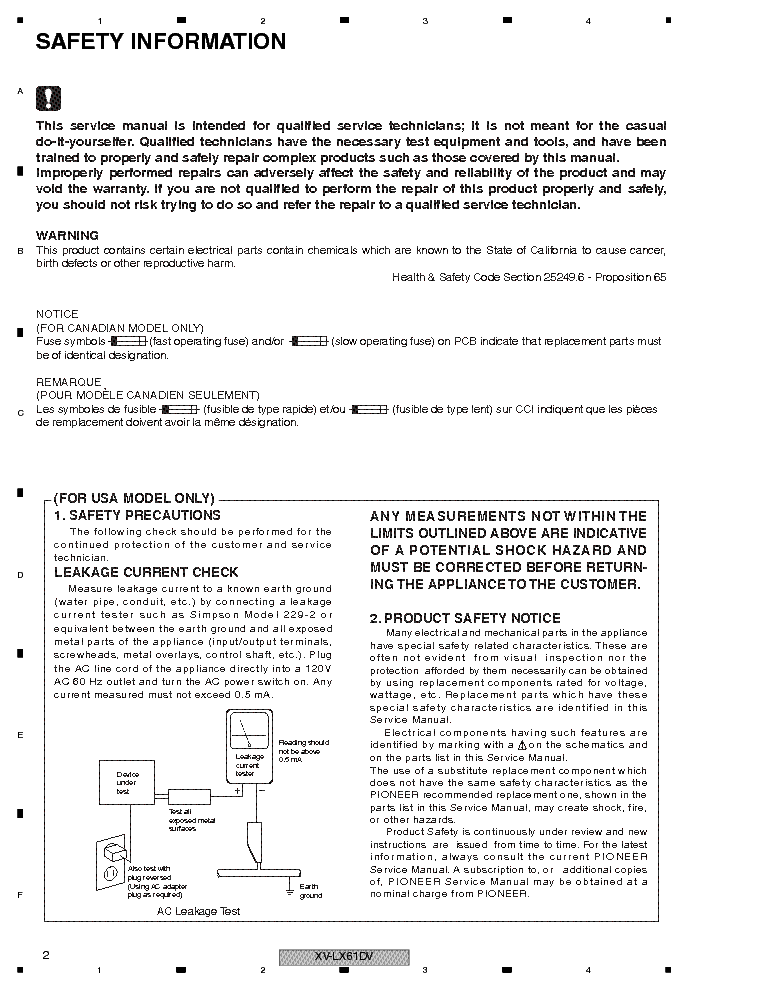 PIONEER XV-LX61DV RR3868 SM service manual (2nd page)