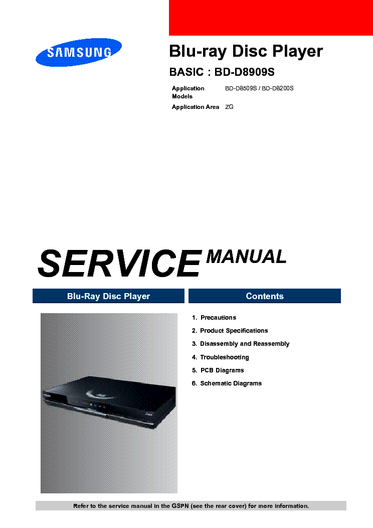 SAMSUNG BD-D8909S BD-D8200S service manual