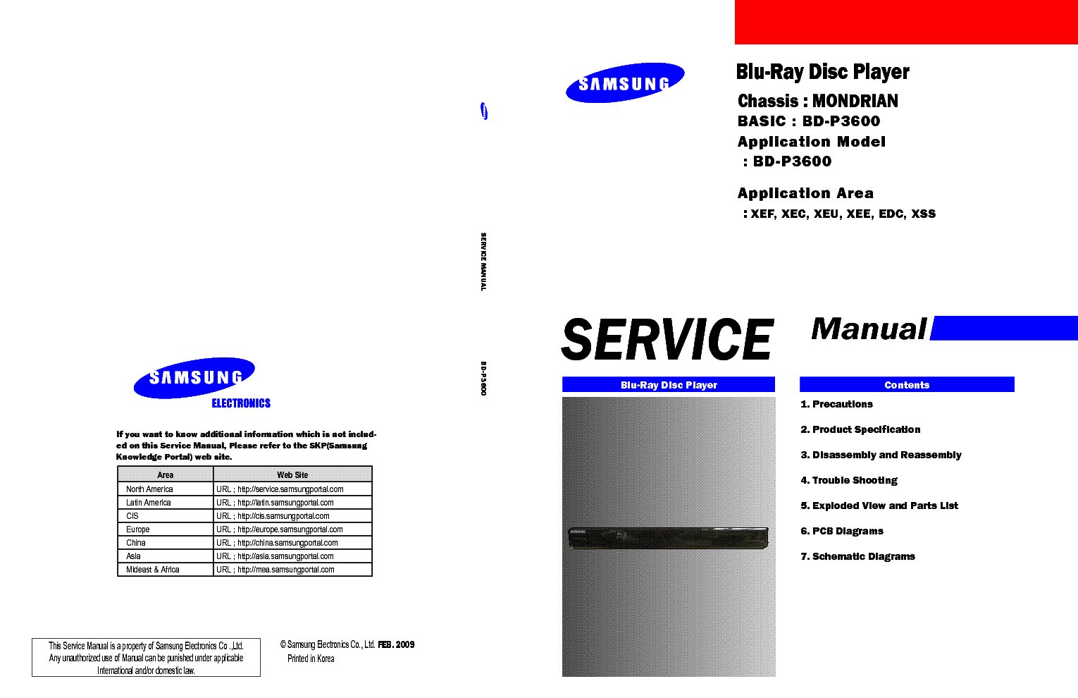 SAMSUNG BD-P3600 SM service manual