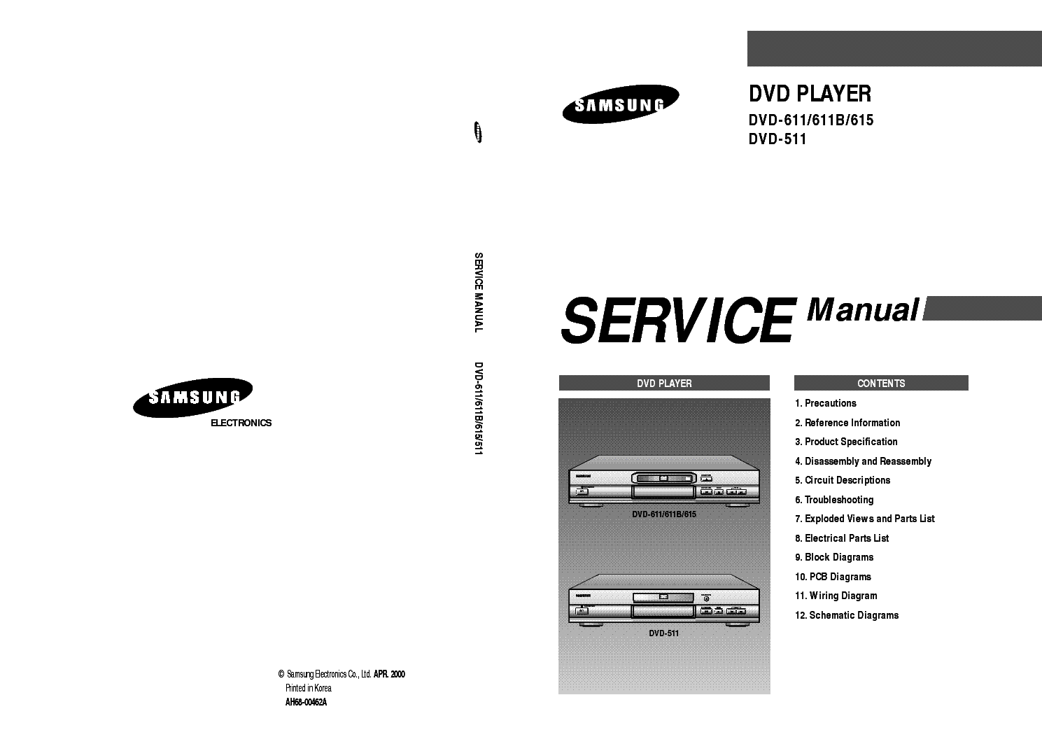 SAMSUNG DVD-511 611 615XEH SM service manual