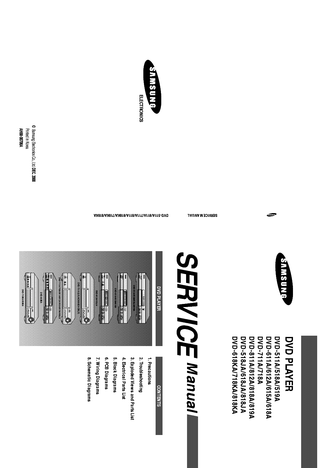 SAMSUNG DVD-511A 518A 519A 611A 612A 615A 618A 711A 718A 811A 812A 818A 819A 518JA 618JA KA 818JA service manual