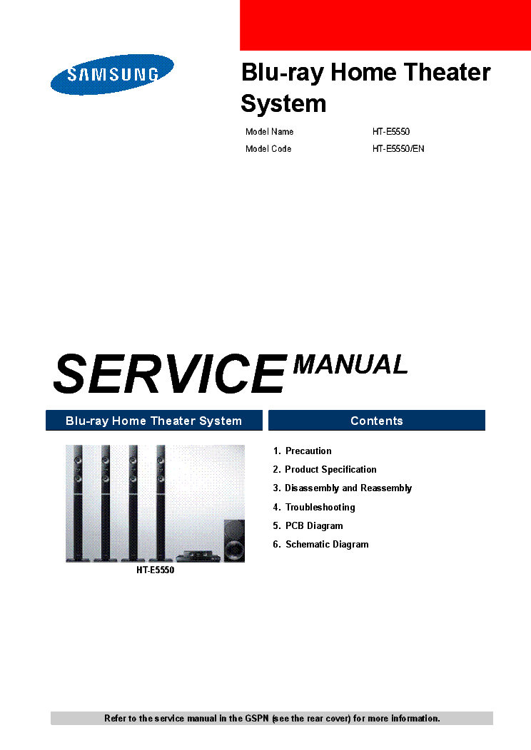 SAMSUNG HT-E5550-EN service manual (1st page)
