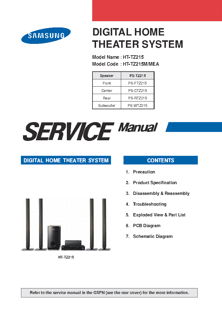 SAMSUNG HT-TZ215M-MEA service manual