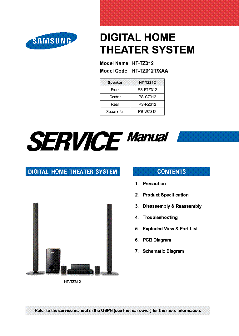 SAMSUNG HT-TZ312T SM service manual