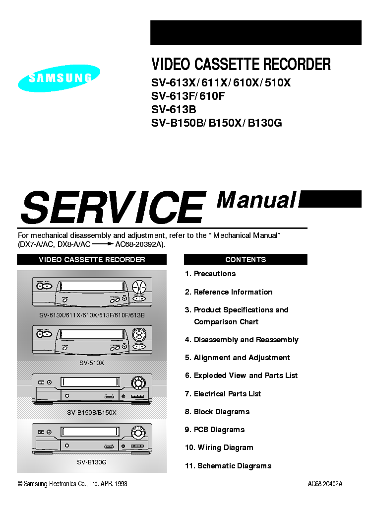 SAMSUNG SV-613B X service manual