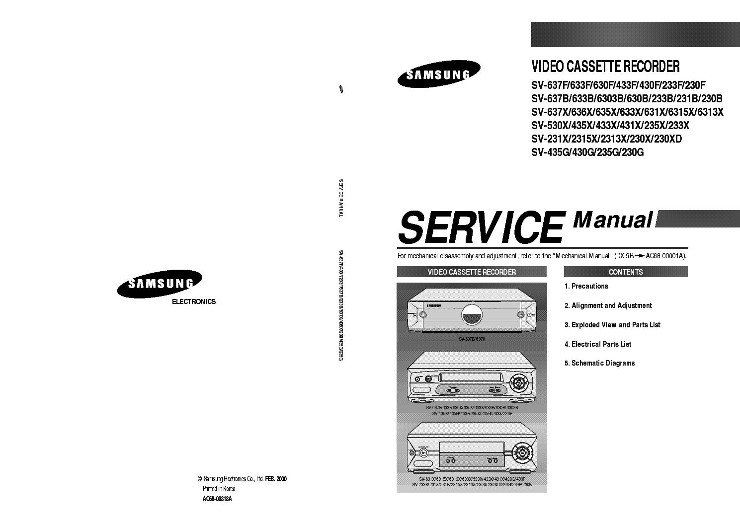 SAMSUNG SV-637B service manual