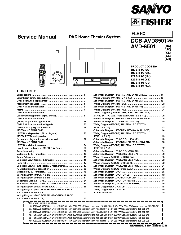 SANYO AVD-8501 DCS-AVD8501 service manual