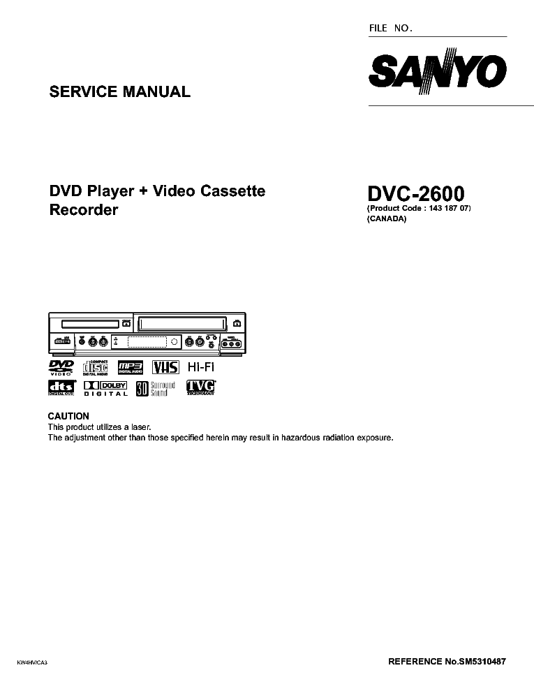 SANYO DVC-2600 service manual