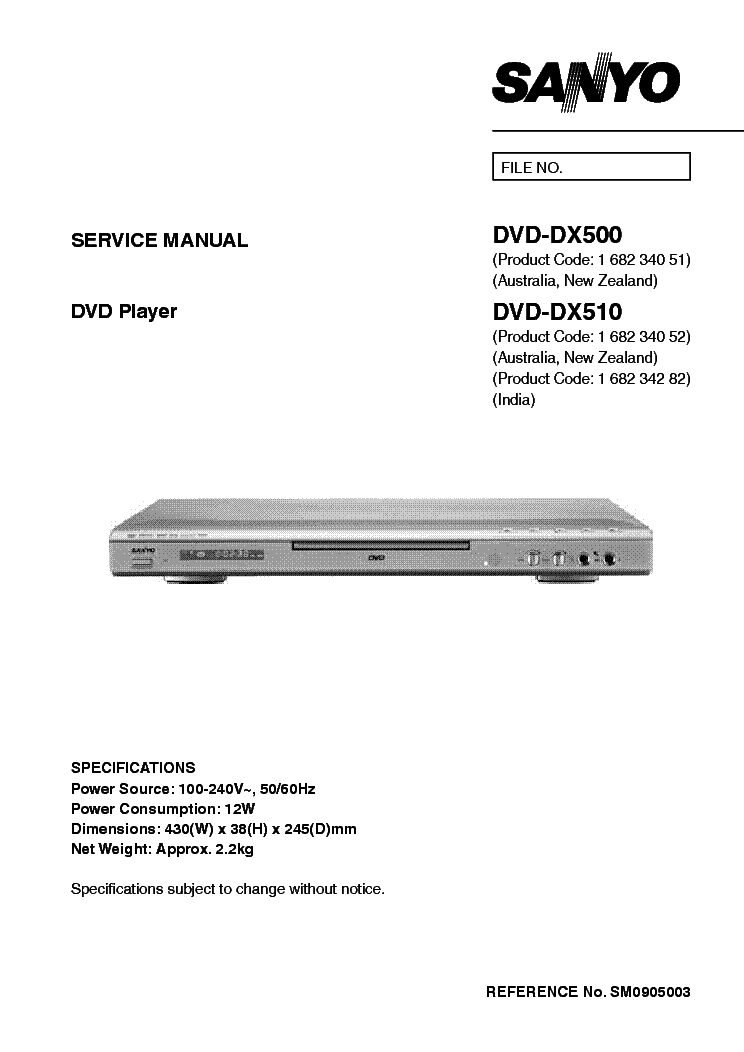 SANYO DVD-DX500-DVD-DX510 SM service manual
