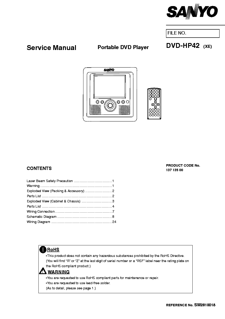 SANYO DVD-HP42 SM service manual