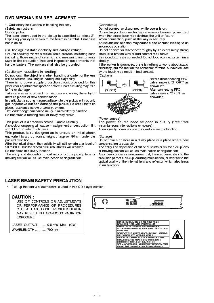 SANYO DVD-SL33 SM Service Manual download, schematics, eeprom, repair ...