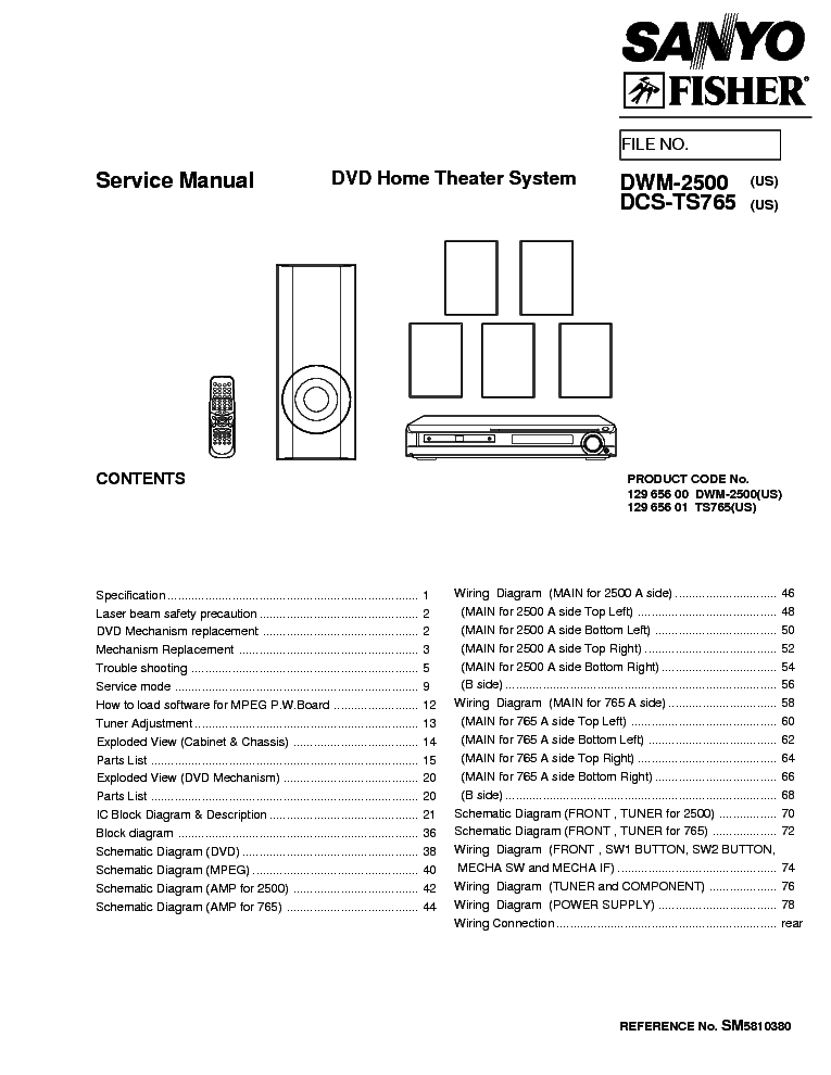 SANYO DWM-2500 DCS-TS765 service manual