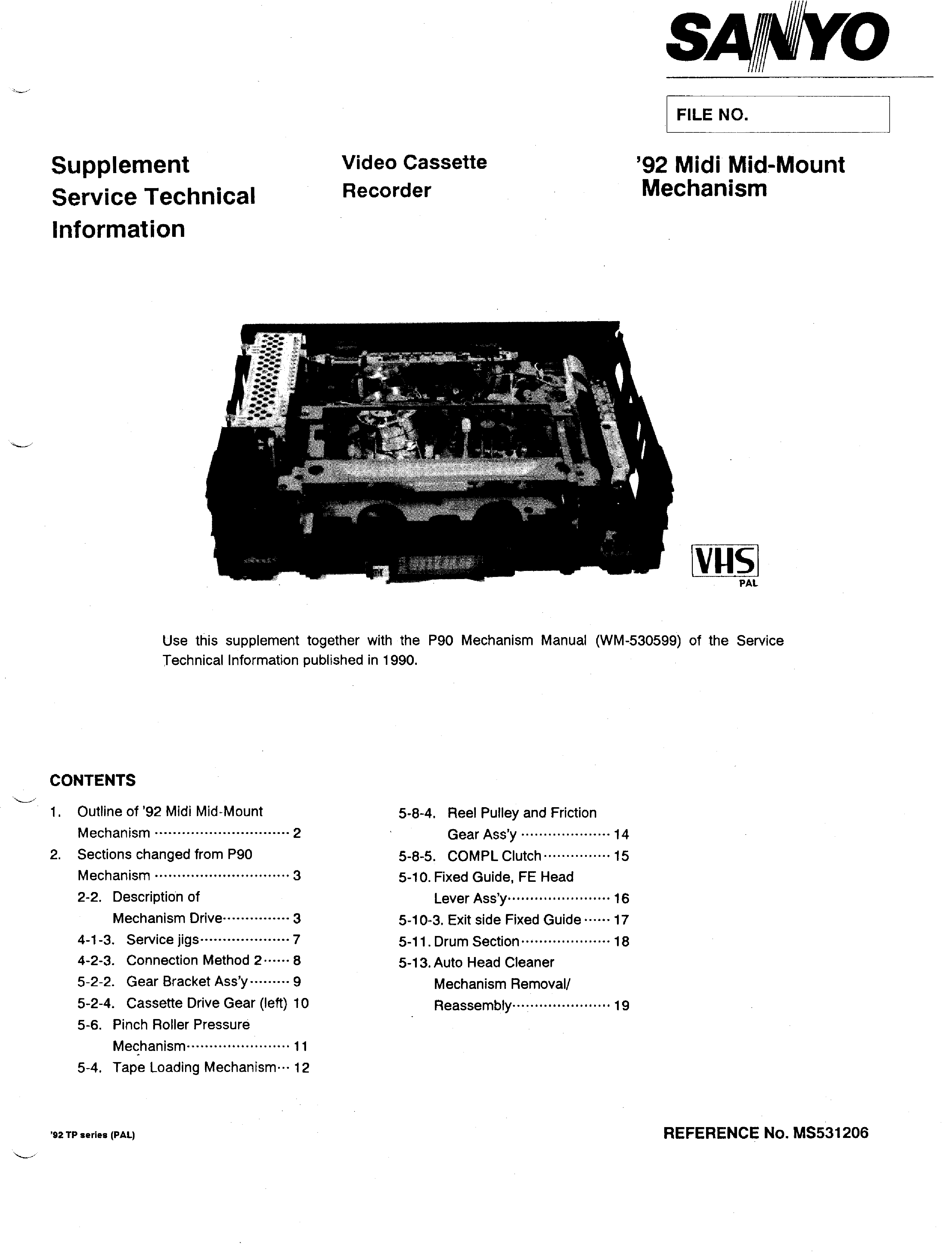SANYO MECHANISM P92 service manual