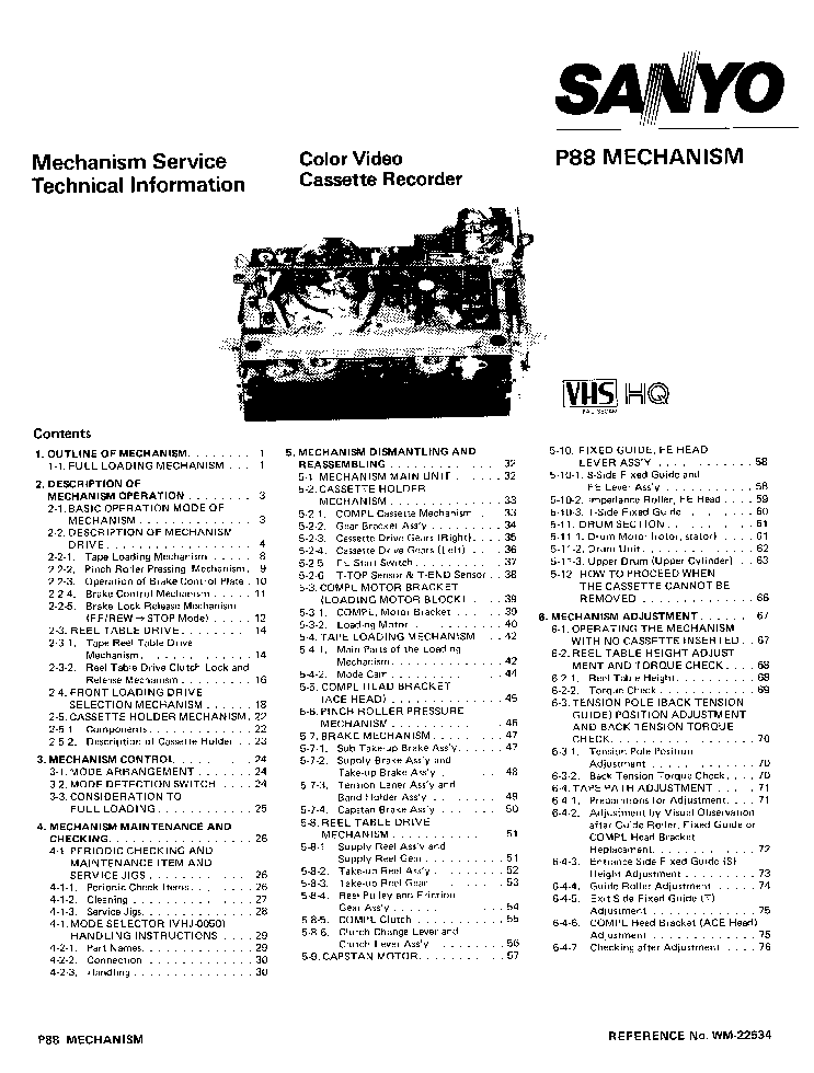 SANYO P88 MECHANISM SM service manual