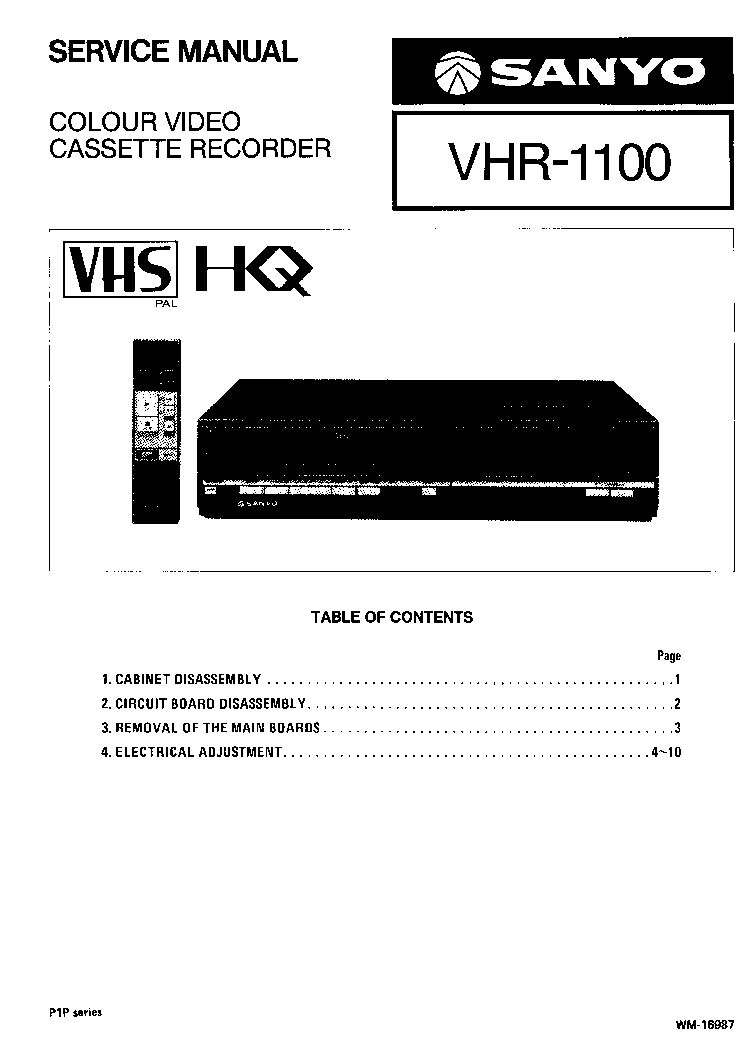 SANYO VHR-1100 service manual