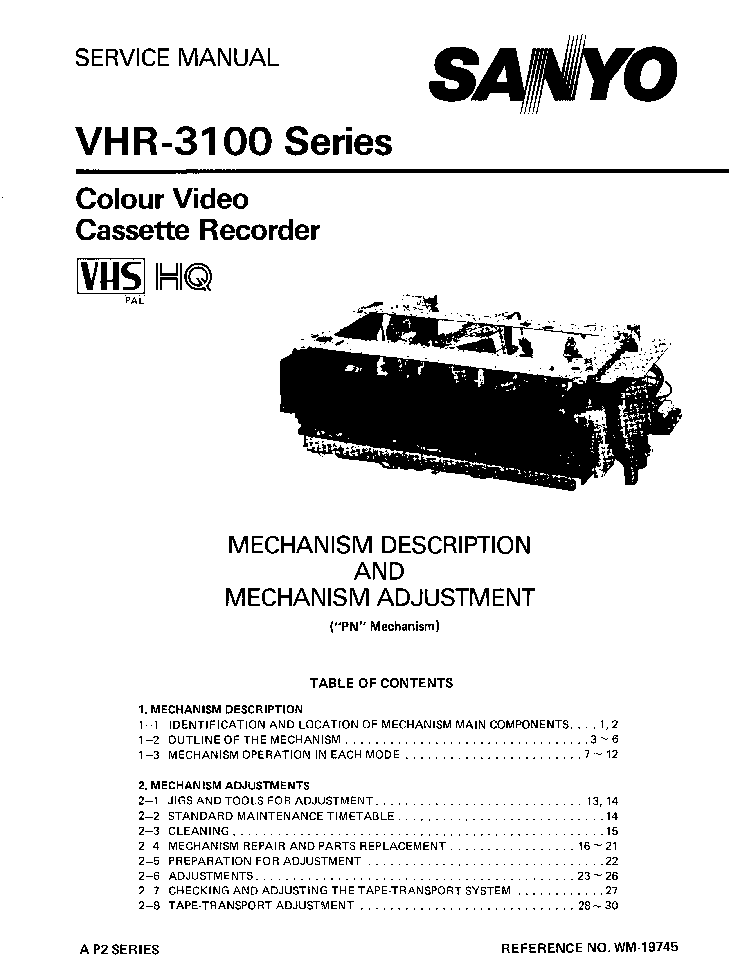 SANYO VHR-3100-SERIA MECHANISM SM service manual