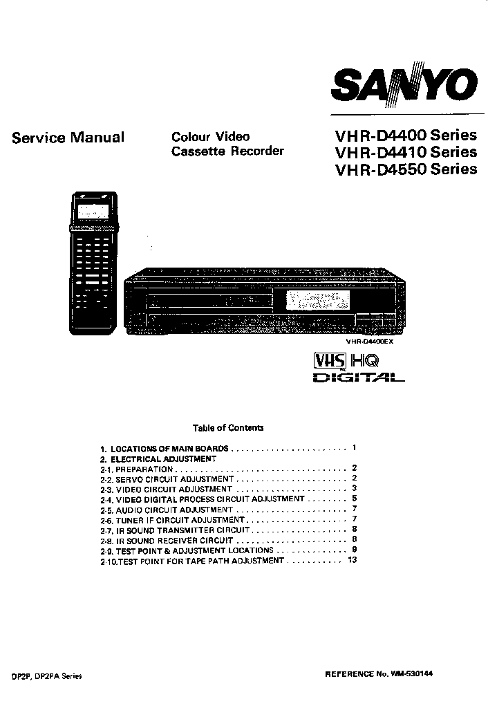 SANYO VHR-D4400 service manual