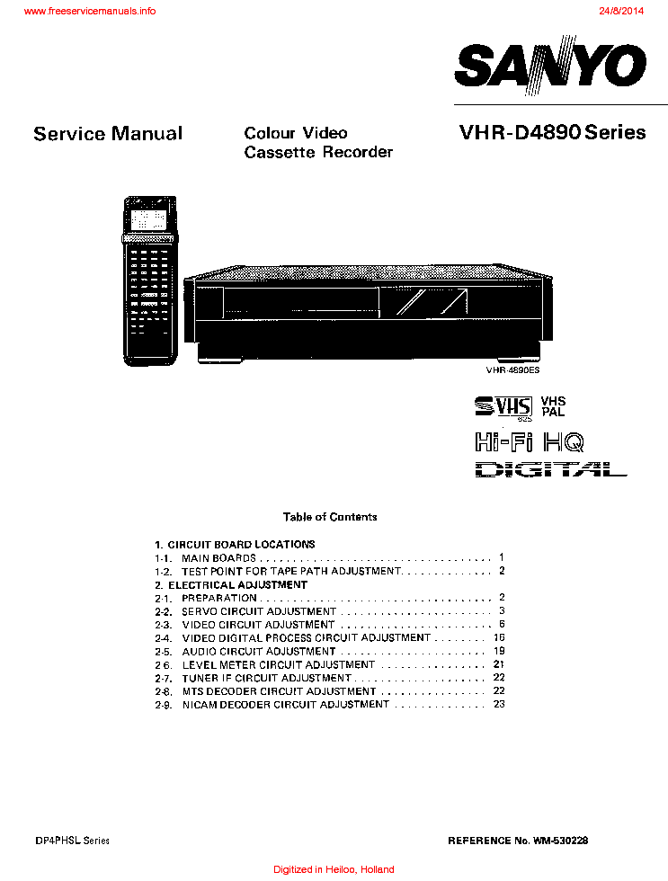 SANYO VHR-D4890 SM service manual