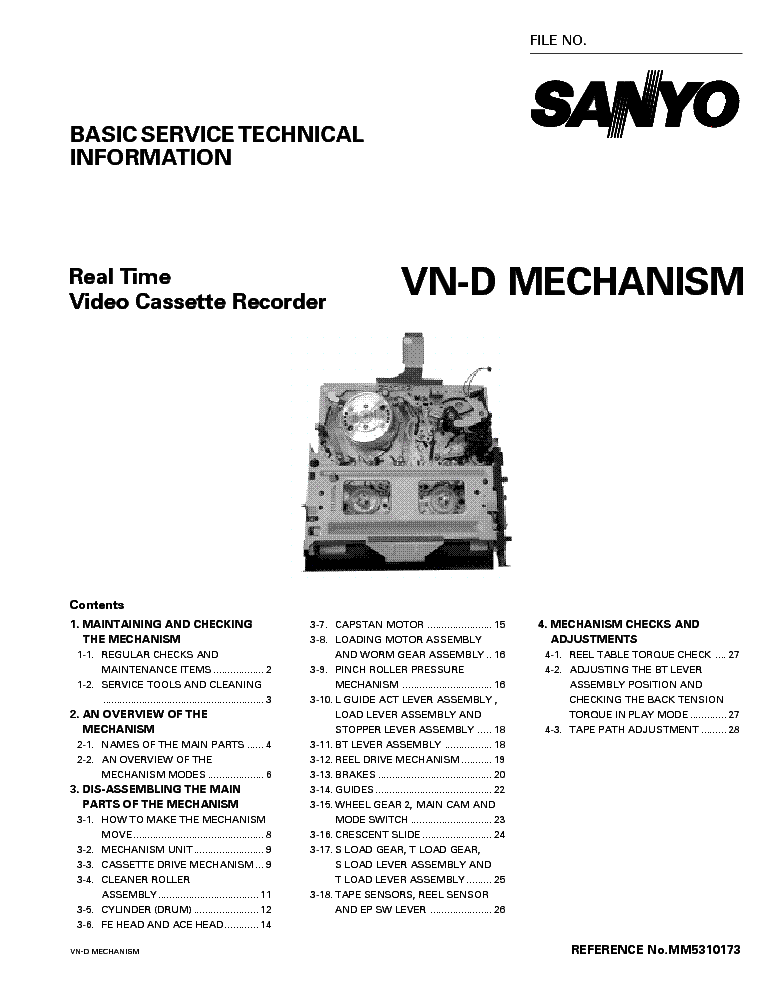 SANYO VN-D VHS-MECHANISM SM service manual