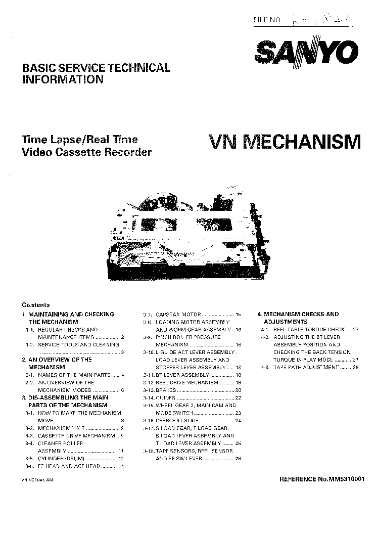 SANYO VN MECHANISM service manual