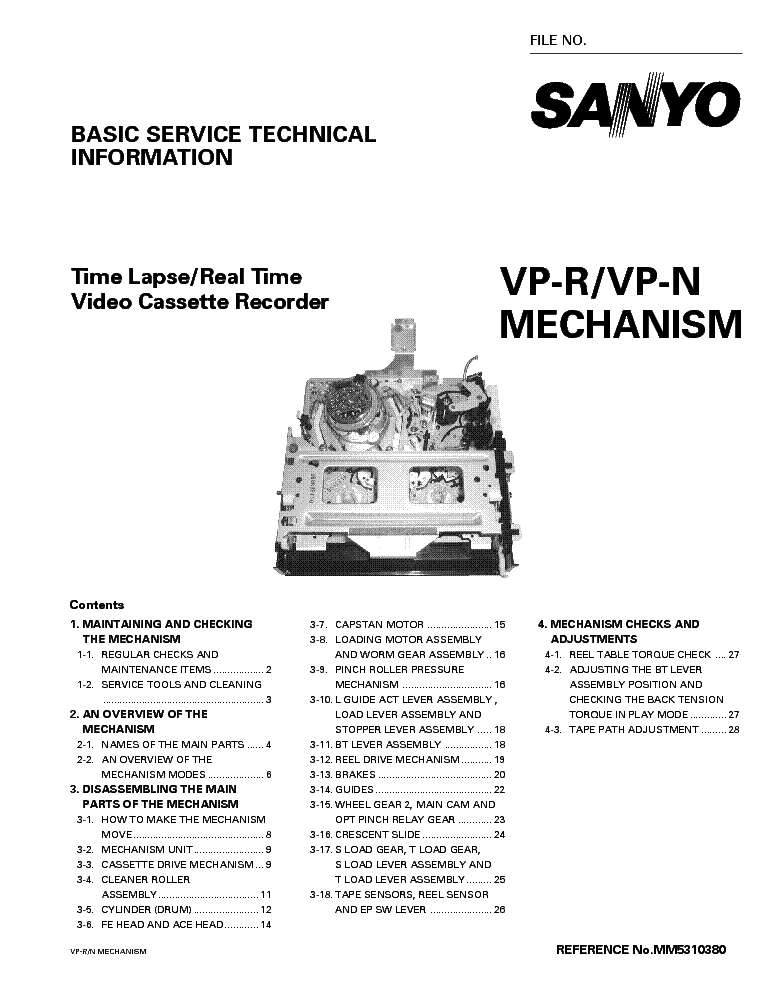 SANYO VP-R VP-N VHS-MECHANISM SM service manual