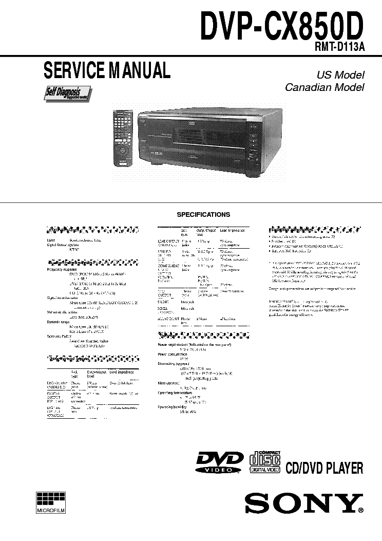 SONY DVP-CX850D service manual (1st page)