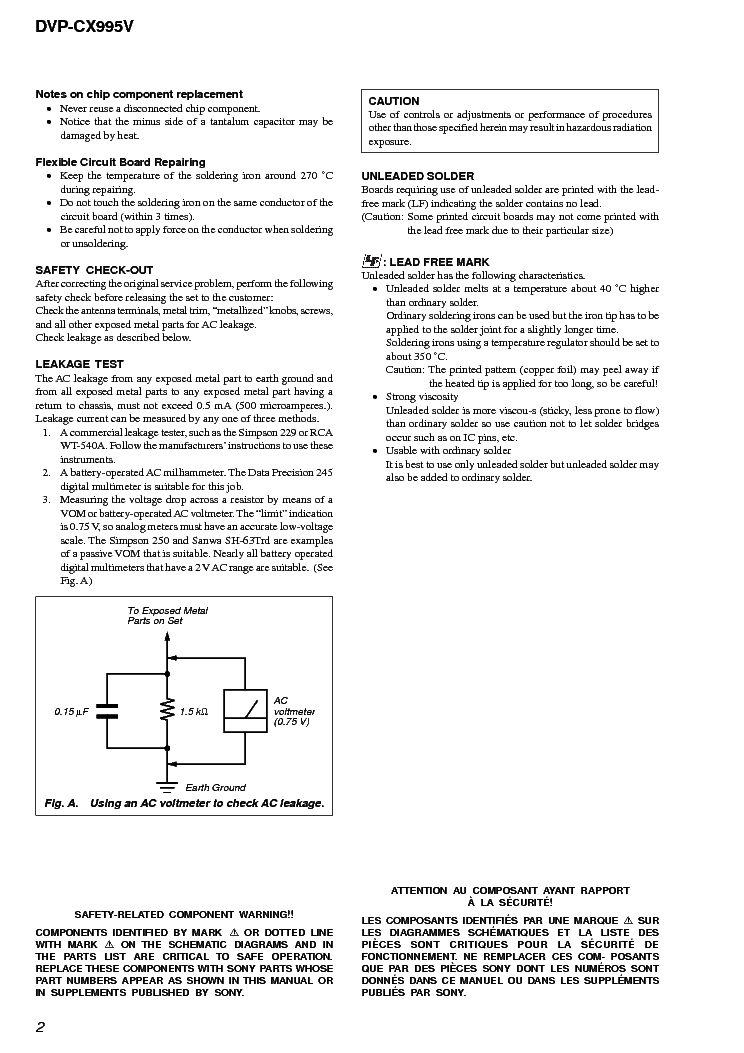 SONY DVP-CX995V SM service manual (2nd page)