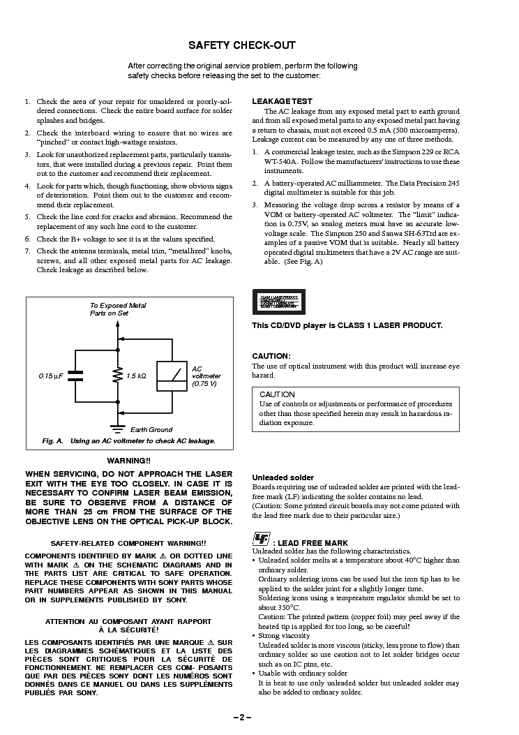 SONY DVP-FX-705 service manual (2nd page)