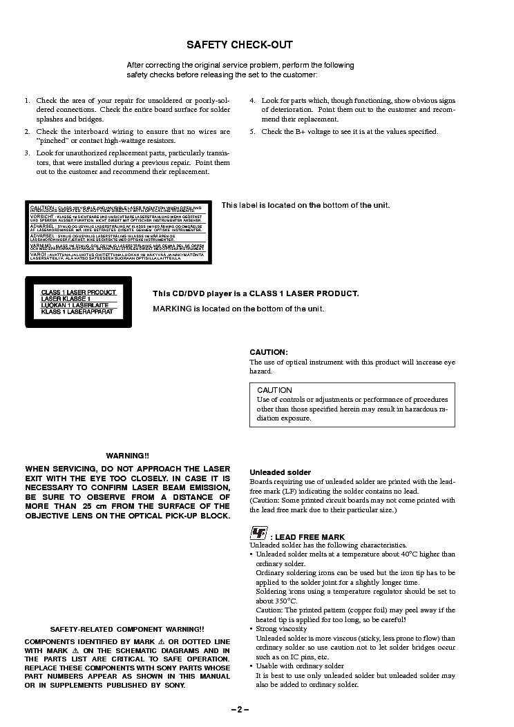 SONY DVP-FX-850-PORTA service manual (2nd page)