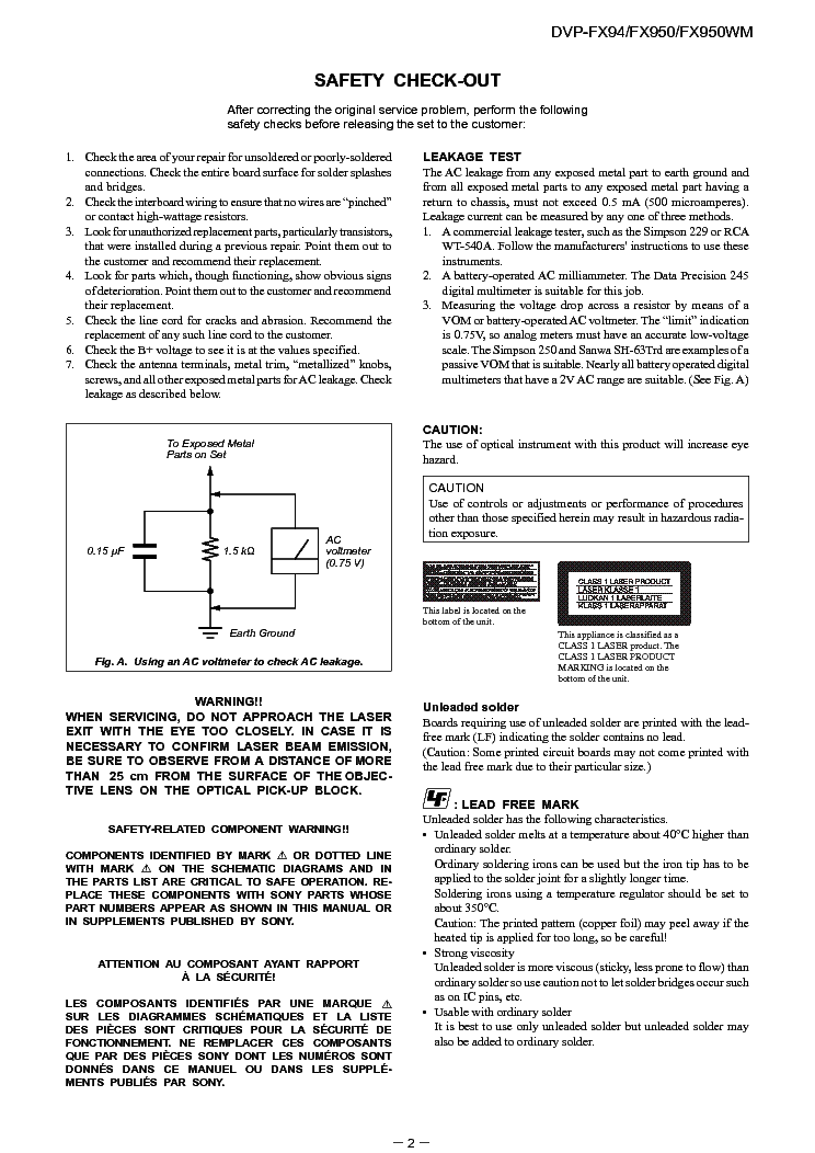 SONY DVP-FX94 FX950 FX950WM VER.1.0 service manual (2nd page)