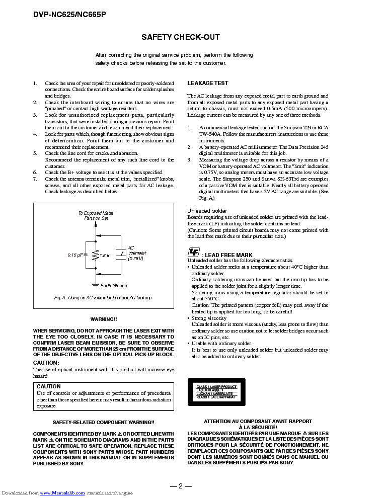 SONY DVP-NC625 DVP-NC665P RMT-D154A SM service manual (2nd page)