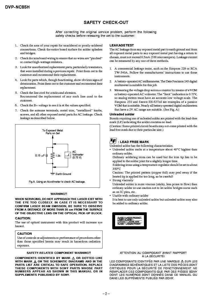 SONY DVP-NC85H service manual (2nd page)