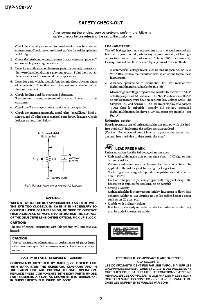 SONY DVP-NC875V service manual (2nd page)
