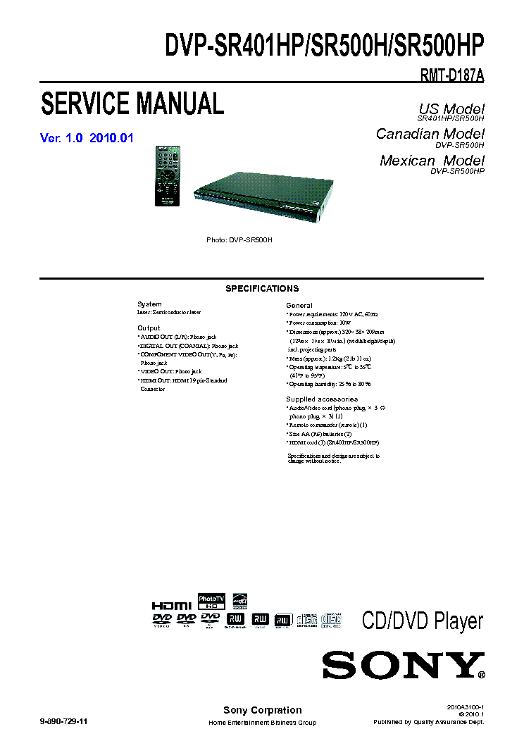 DVP-SR500H MANUAL PDF