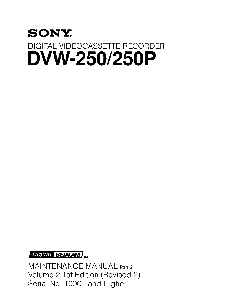 SONY DVW-250 DVW-250P VOL.2 service manual