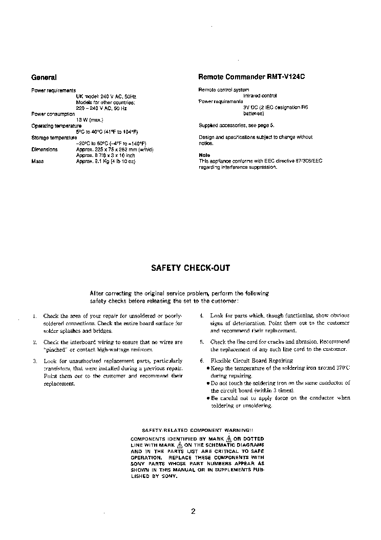 SONY EV-C500E service manual (2nd page)
